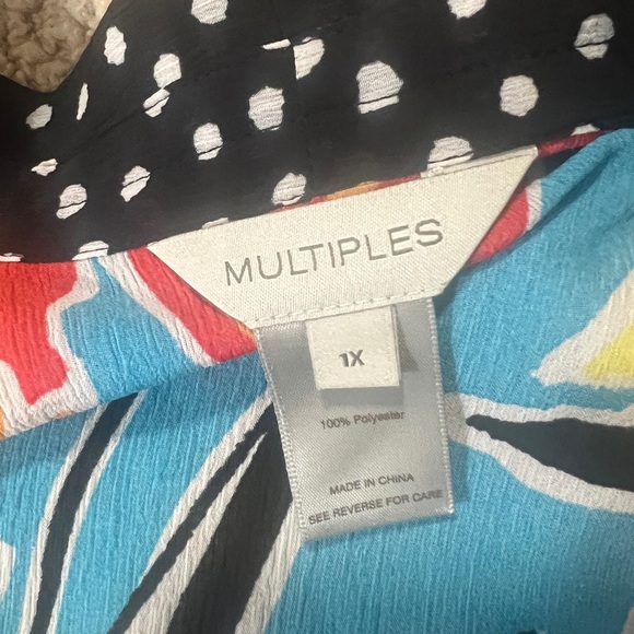 Multiples Vibrant Blue and Black Polka Dot Open kimono jacket - Picture 4 of 7